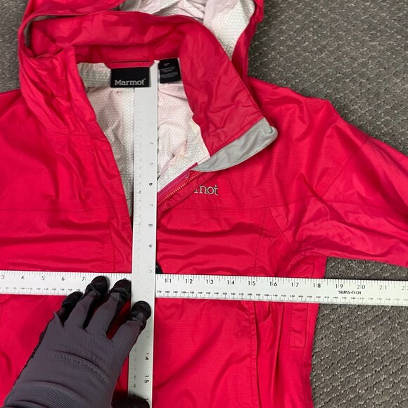 Marmot Jacket Women's Small Pink PreCip Eco Rain Waterproof Hooded Hiking Nylon - Picture 12 of 14